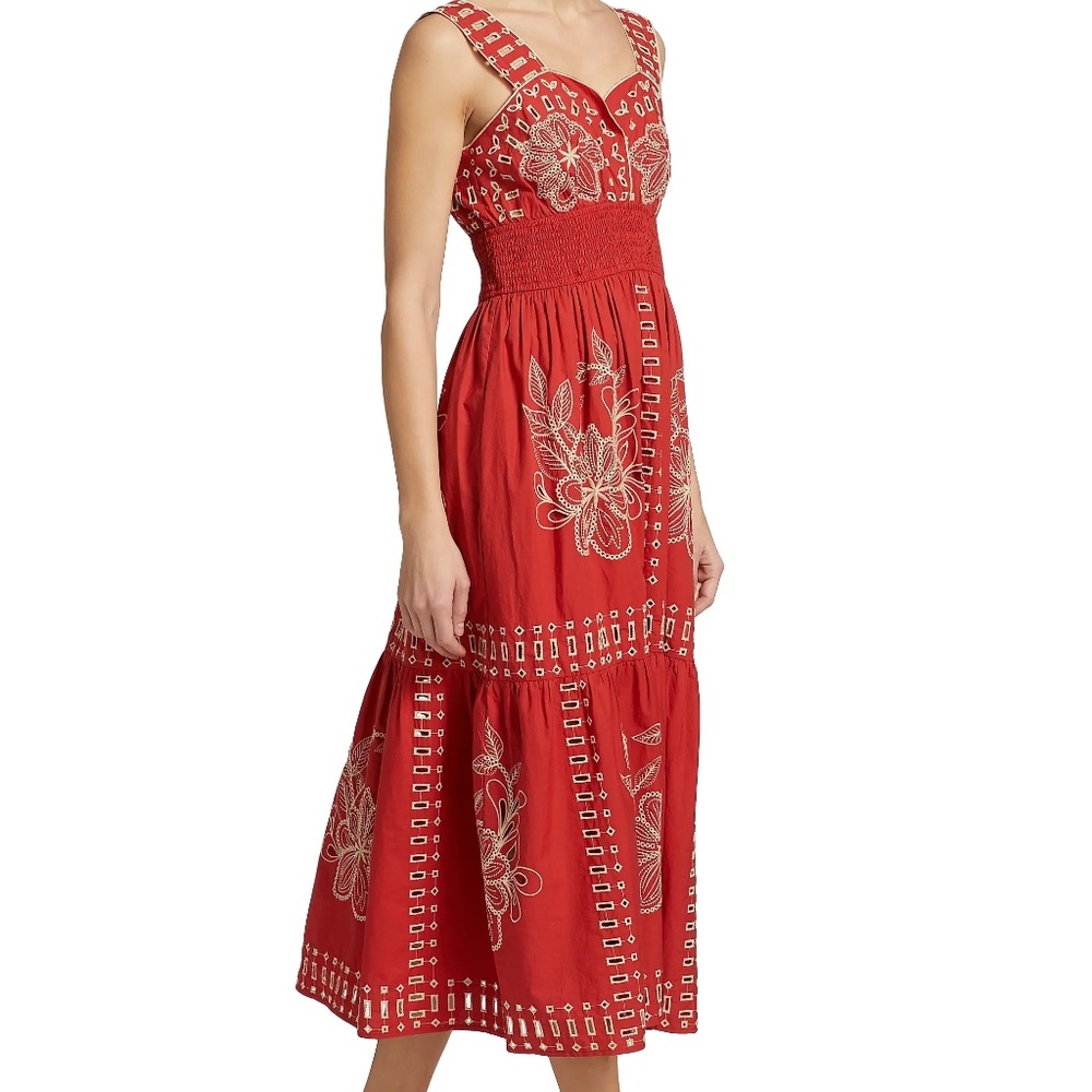 Rails Fawn Embroidered Cotton Midi-Dress in Terracota size S NWT - Picture 3 of 14
